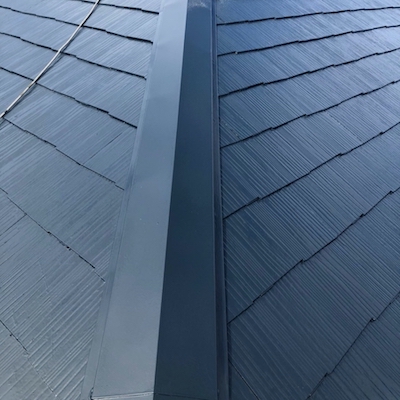 屋根棟板金の浮き防止処理、防水性・耐久性を高めた屋根外壁塗装　名古屋市北区