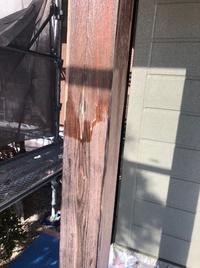 和風住宅の木部あく洗い、つやを抑えたリシン外壁塗装　碧南市