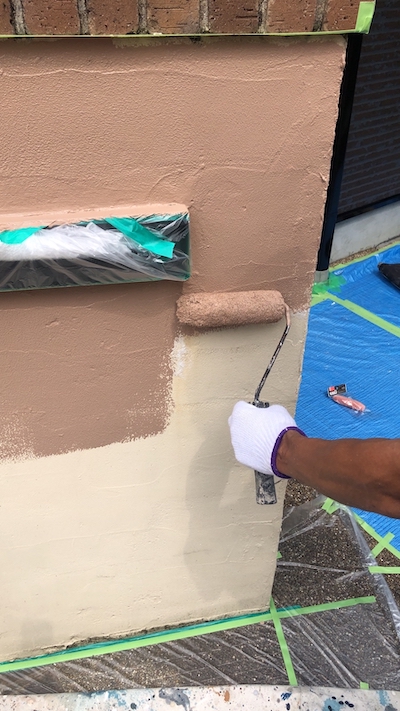 サイディング外壁を張り替えたような色調に多彩塗装仕上げ　名古屋市名東区