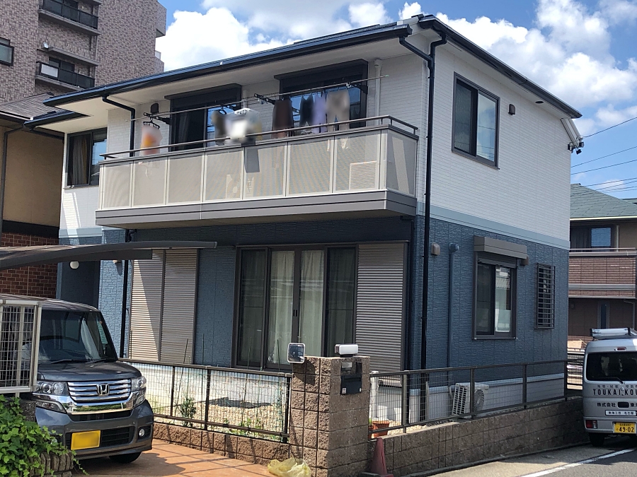 青を基調とした配色がお洒落な大和ハウス住宅の屋根外壁塗り替え！ 名古屋市天白区