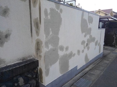 外壁塗装と同時に塀のひび割れ修理・補修して塗装工事　日進市