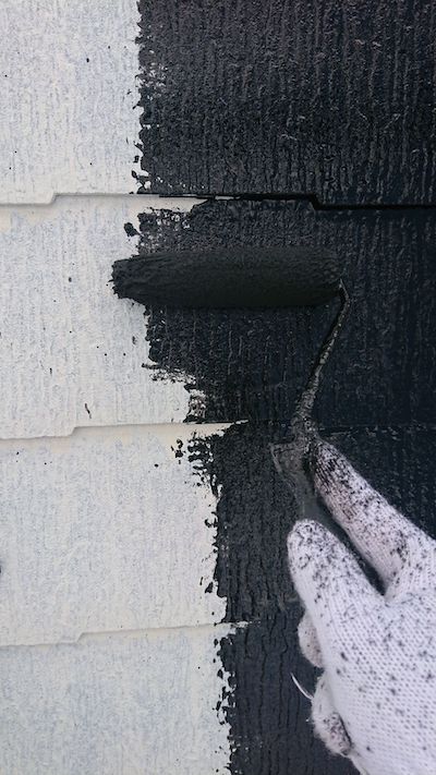 外壁サイディングの柄をつぶさないクリア塗装とブラックで引き締め美観回復　名古屋市緑区