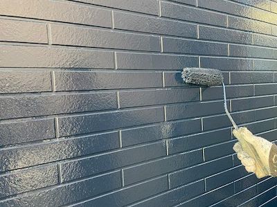 3色使い外壁塗り替え！ブルー×アクセントのベージュグレーの相性抜群　名古屋市天白区