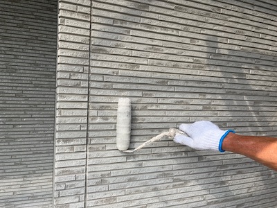 タイル調サイディング外壁に透明性をプラスしたクリヤー塗装　名古屋市天白区