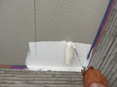 タイル調サイディング外壁に透明性をプラスしたクリヤー塗装　名古屋市天白区