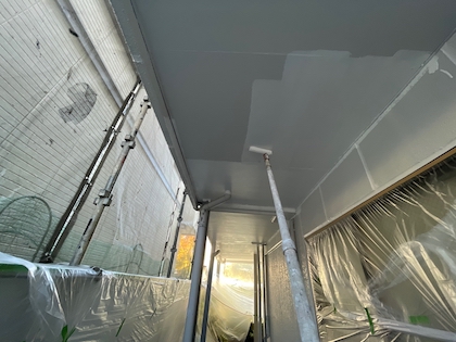 屋上防水工事、外壁の剥がれ・ヒビ補修と塗装、階段塗装　名古屋市天白区