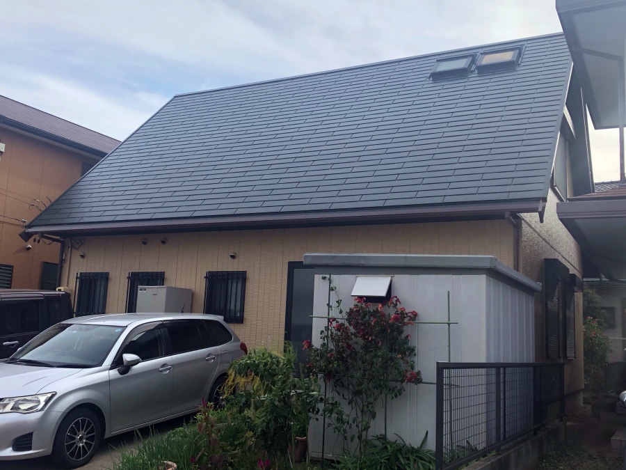 急勾配の屋根をモスグリーンに塗り替え・外壁塗装　碧南市
