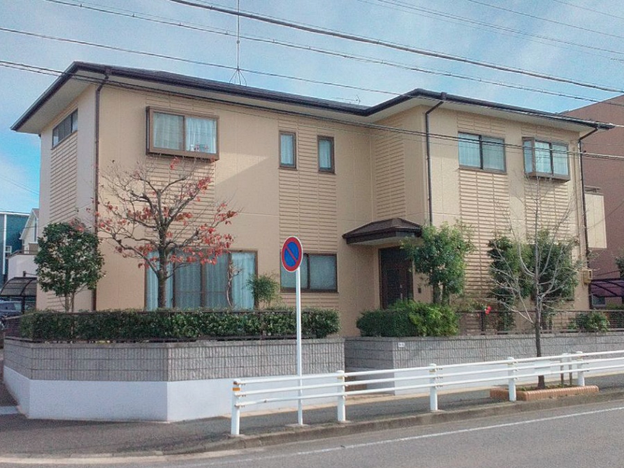外壁色ビスケット 　屋根・付帯色ダークチョコレートに塗り替え　名古屋市天白区