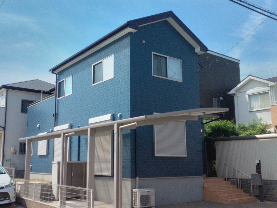 タイル調サイディングをネイビーグレーに塗り替え！外壁・屋根塗装　名古屋市緑区