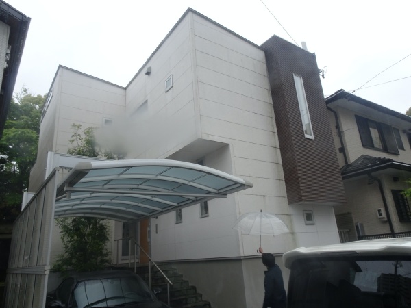 白とグレーのモノトーンに外壁塗装_名古屋市天白区