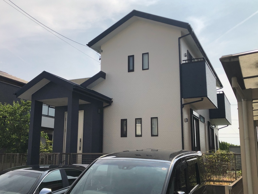 アクセント色をブルー系に！サンヨーハウジング(AVANTIA)外壁屋根塗装｜名古屋市天白区