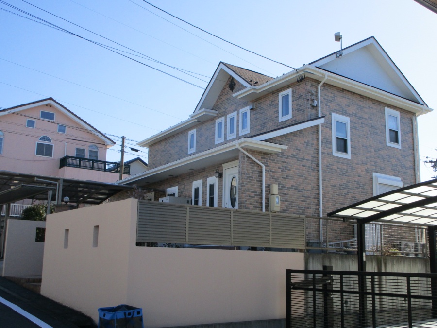 レンガ調サイディングのクリア塗装と外塀塗装｜名古屋市緑区