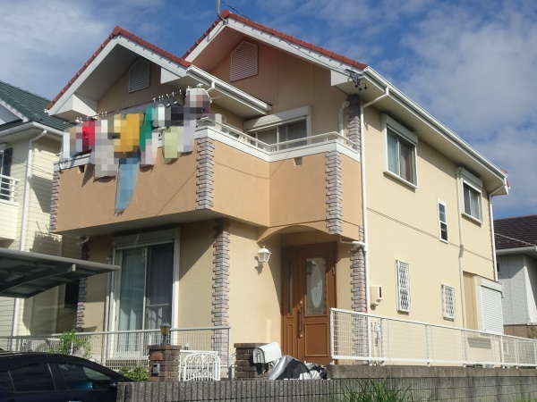洋瓦と調和するおしゃれなオレンジ系に外壁塗り替え｜名古屋市緑区
