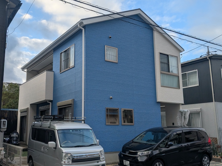 ガラリと色変え！ブラウンからブルーグレーへ屋根・外壁塗装｜名古屋市北区